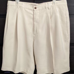 Tommy Bahama Herringbone Silk Shorts Pleated Khaki